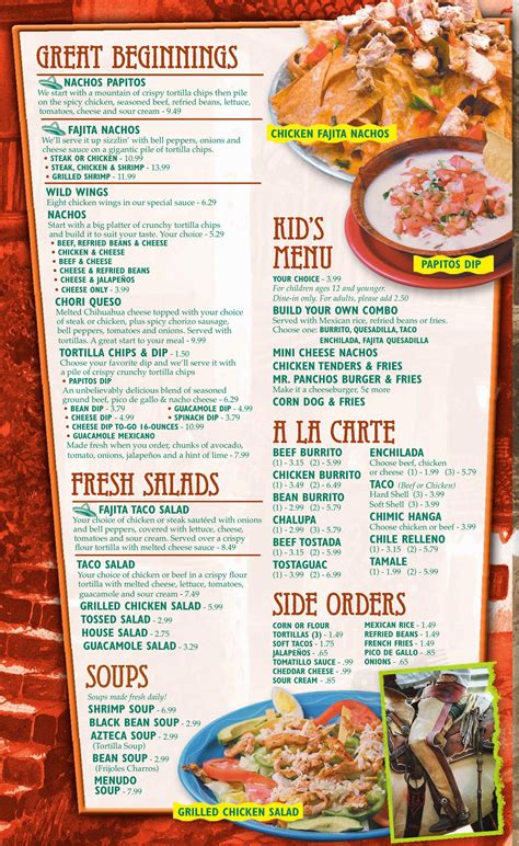papitos mexican grill menu